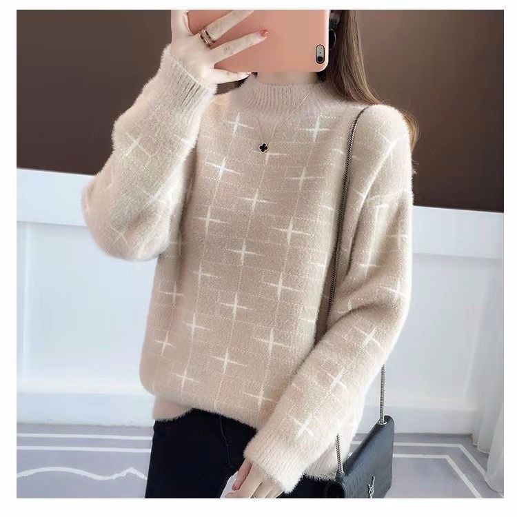 Woman Sweaters Chandails Sweater Women’s Pullover Autumn and Winter Starry Furry Sweater Long Sleeve Moon alx