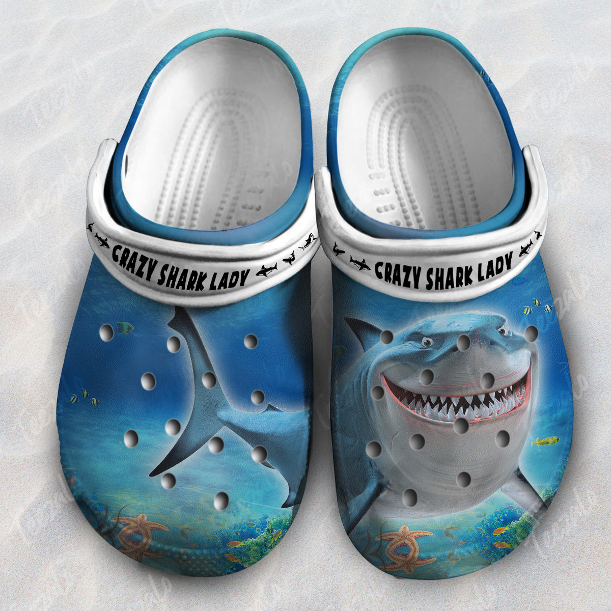 Crazy Shark Lady Clogs Shoes, Gift For Shark Lovers