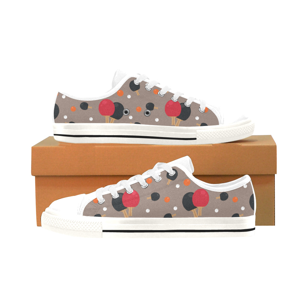 Ping Pong Pattern White Men’s Classic Canvas Shoes/Large Size