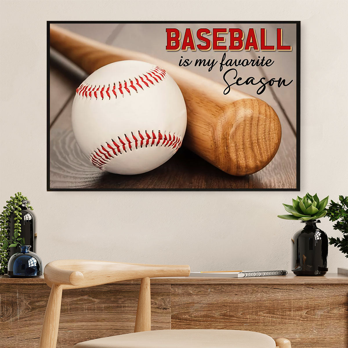 Baseball Canvas Wall Art Prints | My Favourite Season | Home Décor Gift For Baseball Players