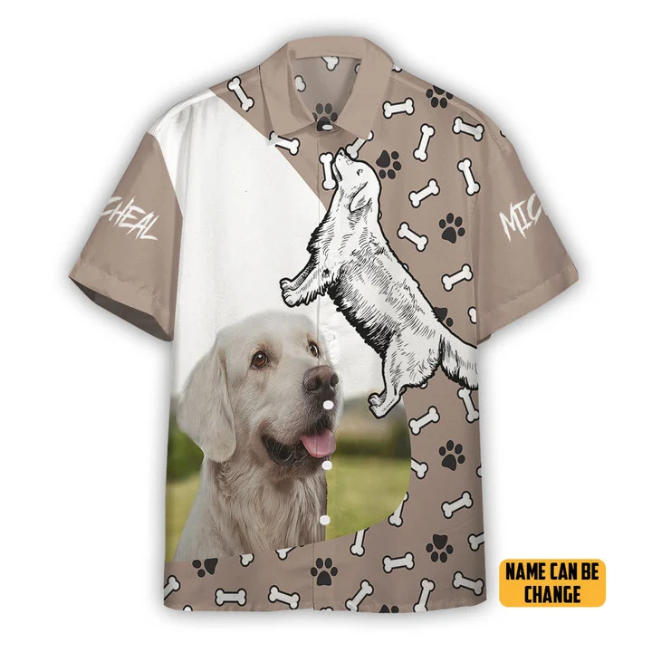 Golden Retriever Dog Hawaiian Custom Text Shirt Ha76877