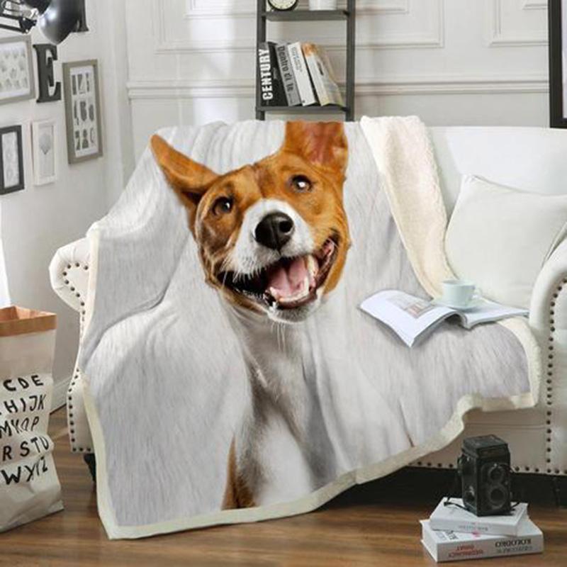 Basenji Dog Portrait Fur Printed Blanket