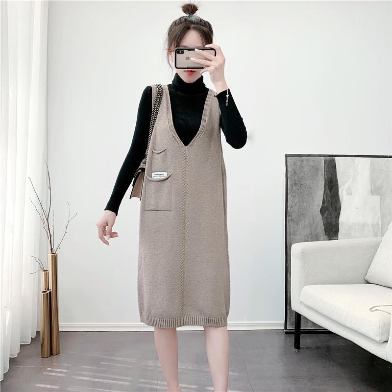 2022 Spring Woman Thick Knit Long Dress Female Casual Oversize Sleeveless Sweater Vests Ladies Knitted Sweaters Pullover Q58 alx