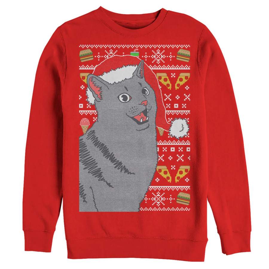 Lost Gods Women’S Ugly Christmas Food Cat Sweatshirt