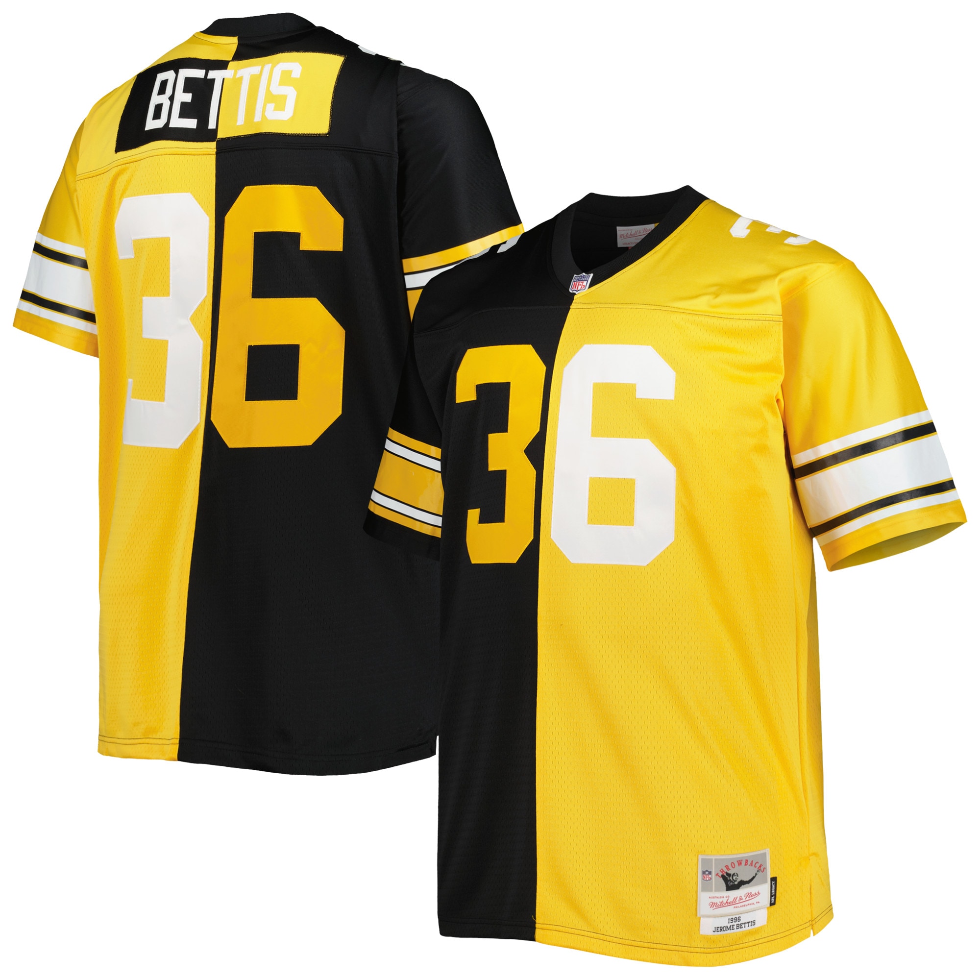 Jerome Bettis Pittsburgh Steelers Mitchell & Ness Big & Tall Split Legacy Retired Player Replica Jersey – Black/Gold