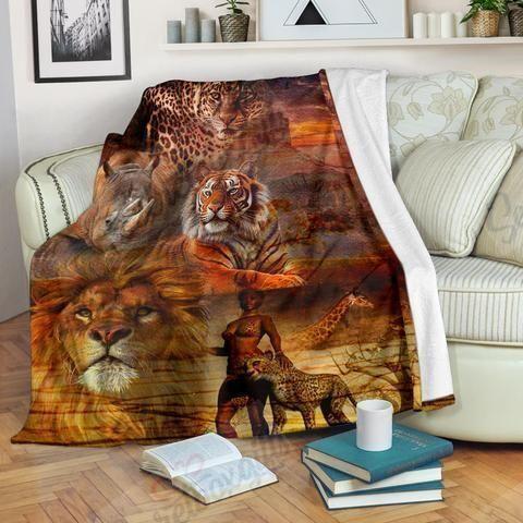 African Culture Animals With People Gs-Cl-Dt0304 Fleece Blanket