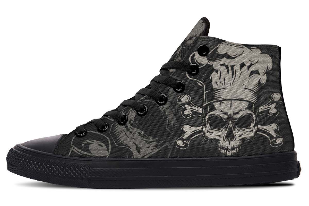 Crossbones Skull Chef High Top Vans Shoes - TattoosCafe