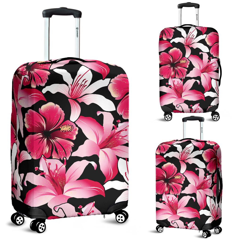 Flower Hawaii Pink Red Hibiscus Print Luggage Cover Ha107589