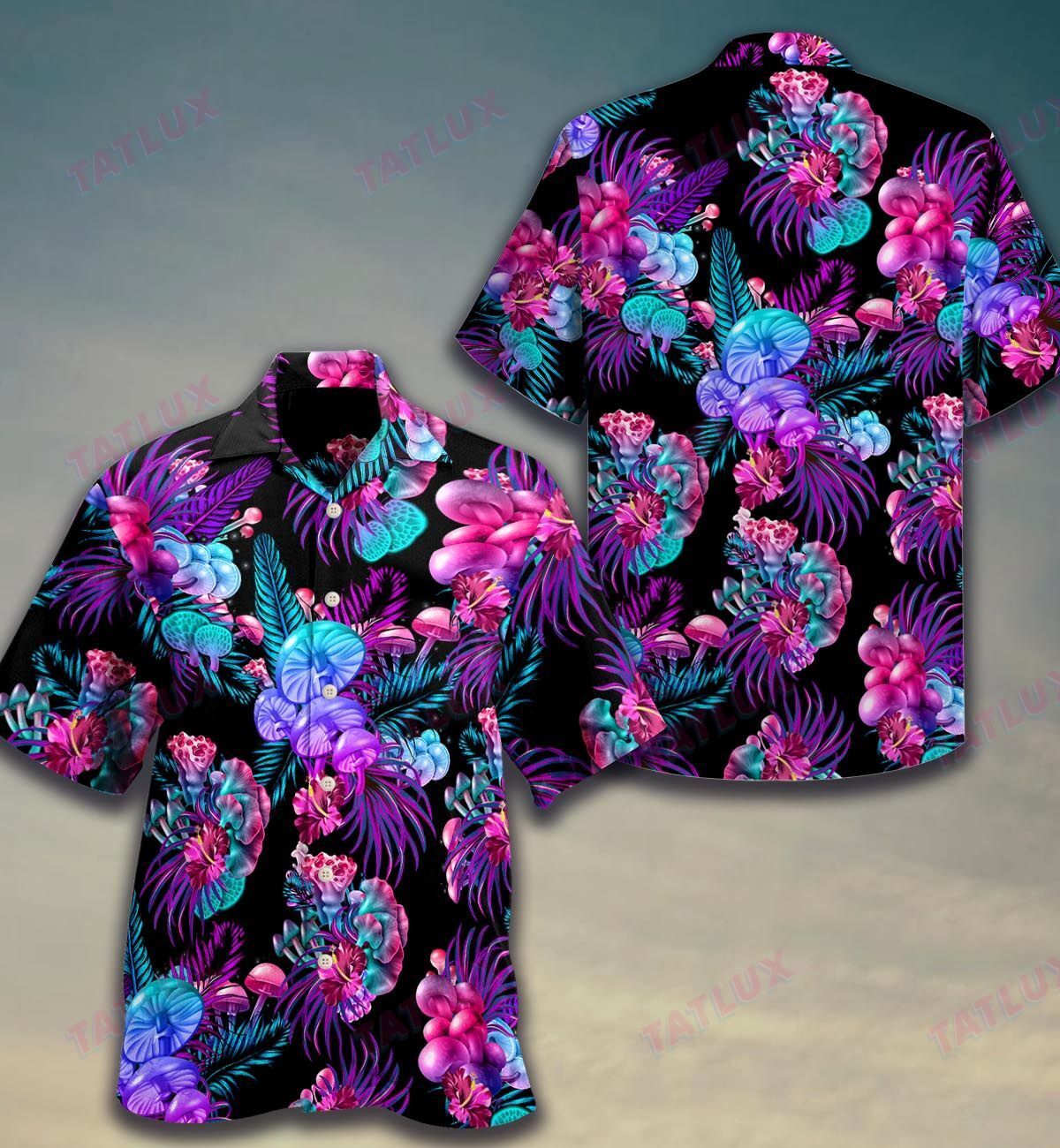 Mushroom Psychedelic Tropical All Over Printed Hawaii Shirt Size S Ha35635