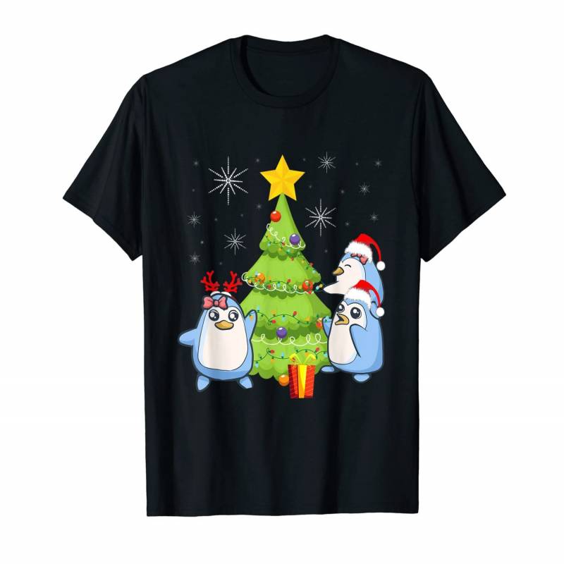 Penguin Lover Gift Santa Hat Penguin Christmas Tree Gift T-shirt