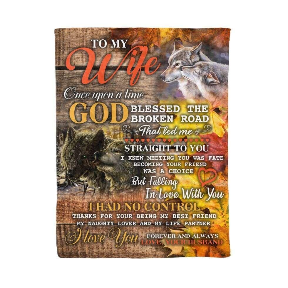 Wolf Animal Couples Matching Husband And Wife To My Wife Letter Quotes Cozy Fleece Blanket, Sherpa Blanket