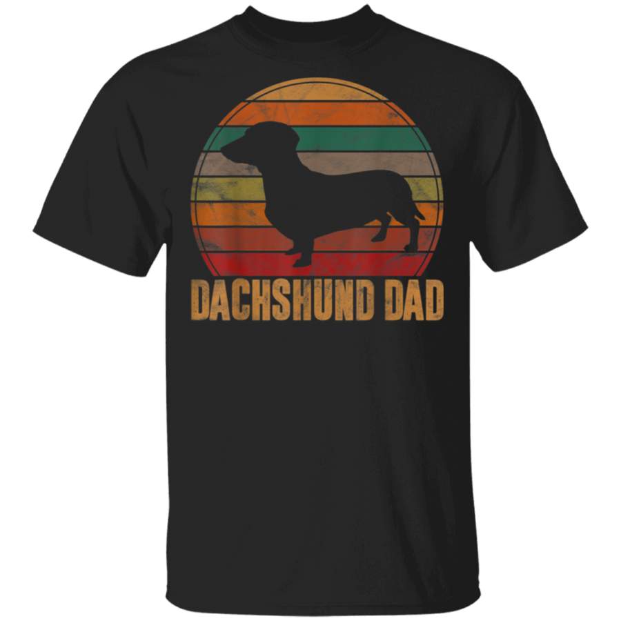 Retro Dachshund Dad Gift Doxie Daddy Dog Owner Pet Father TShirt