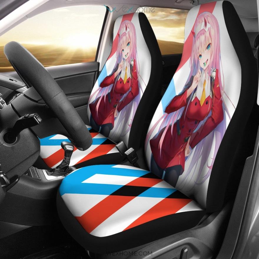 Darling In The Franxx Anime Car Seat Covers | Zero Two Eating Candy Xx Seat Covers