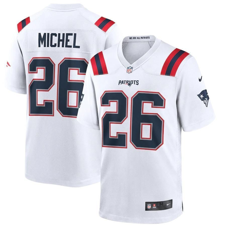 New England Patriots Sony Michel White Game 3D Jersey