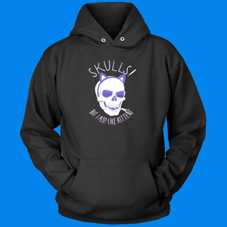 Skulls But I Also Like Kittens Men’S Hoodie