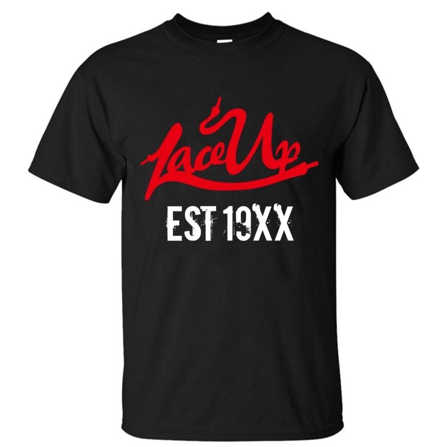 Mens Rapper Machine Gun Kelly MGK Lace Up Est 19xx Logo T-Shirt