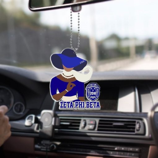 Zeta Phi Beta 1920 Emblem And Elegant Lady With Hand Sign Car Hanging Ornament