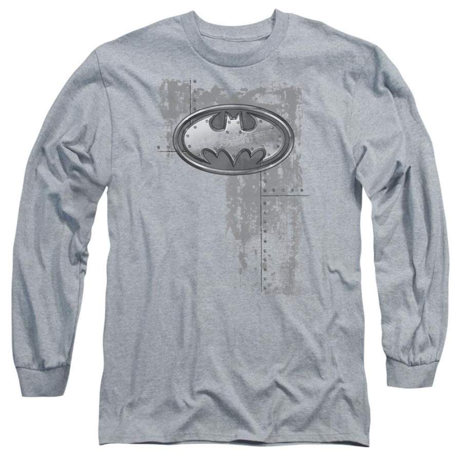 Batman – Rivited Metal Logo Long Sleeve Adult 18/1