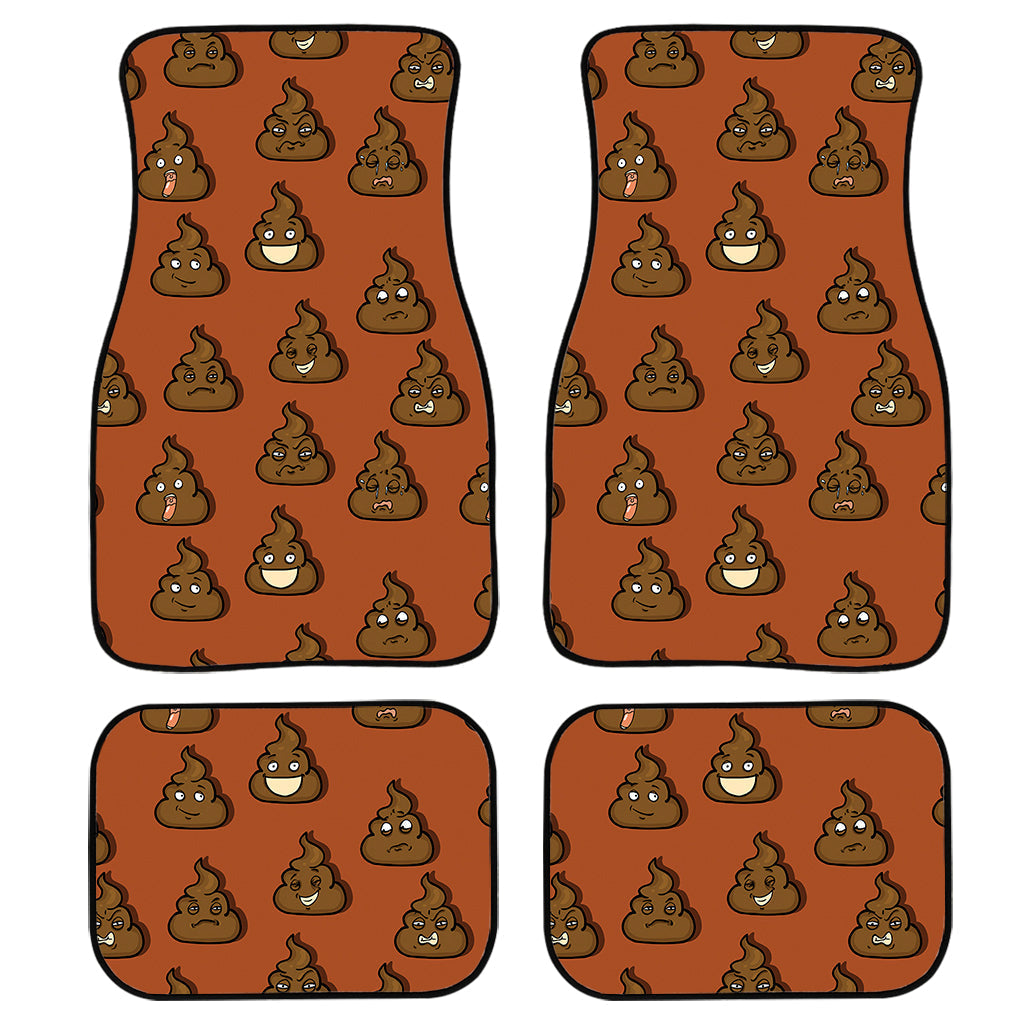 Poop Emoticons Pattern Print Front And Back Car Floor Mats, Front Car Mat