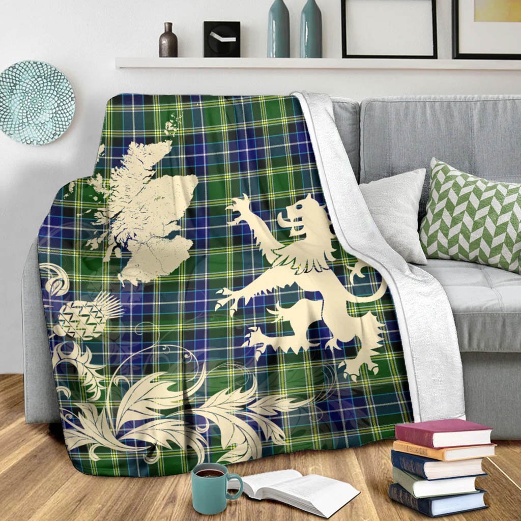 Tartan Blanket Mackellar Tartan Scotland Lion Thistle Map Plaid Blanket