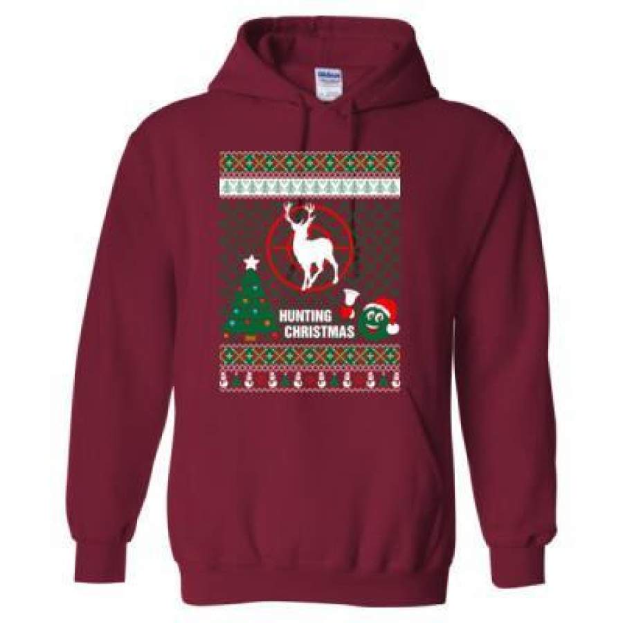 AGR Hunting Christmas Ugly Sweater Xmas – Heavy Blend™ Hooded Sweatshirt