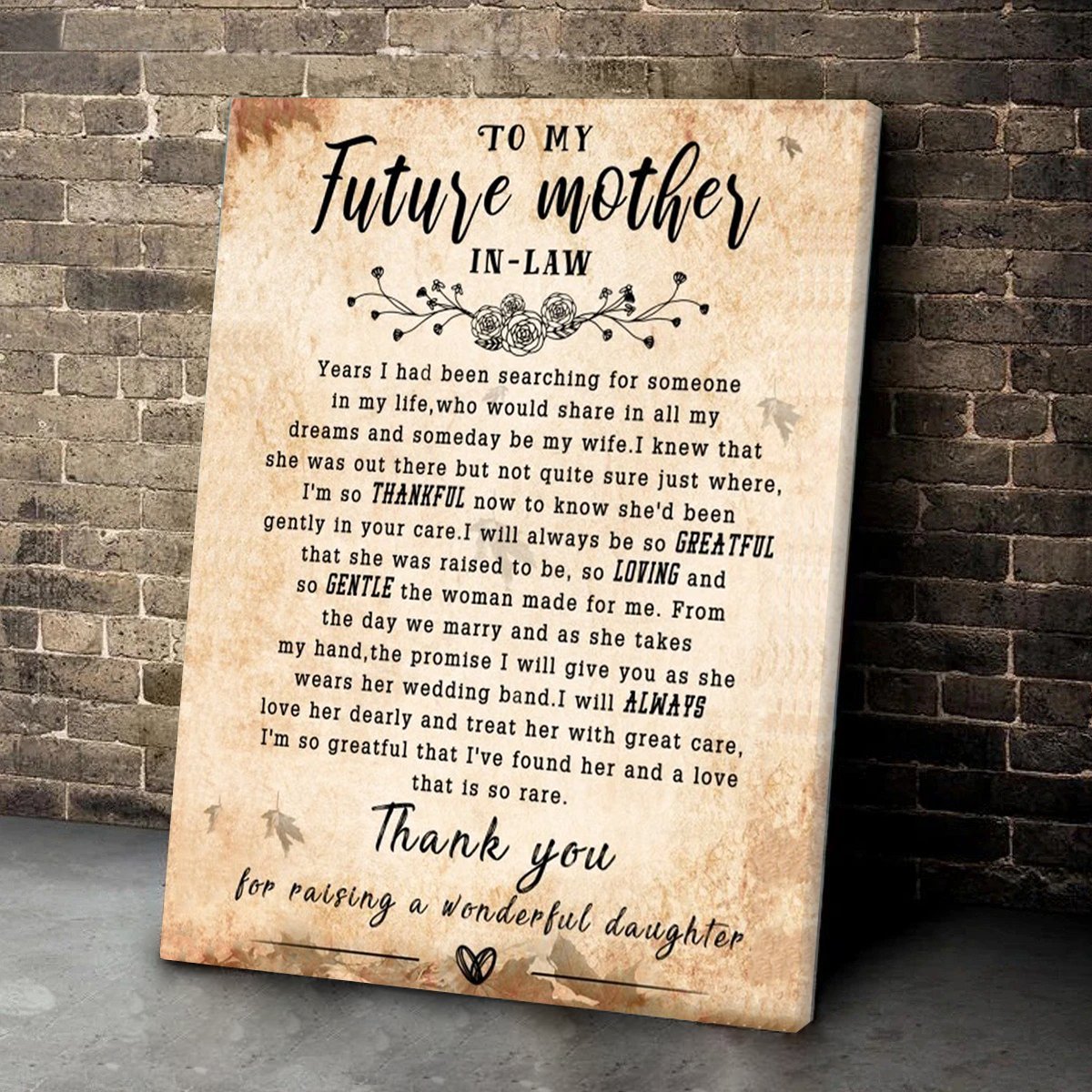 Best Gift For Future Mother In Law Poster Canvas From Daughterinlaw
