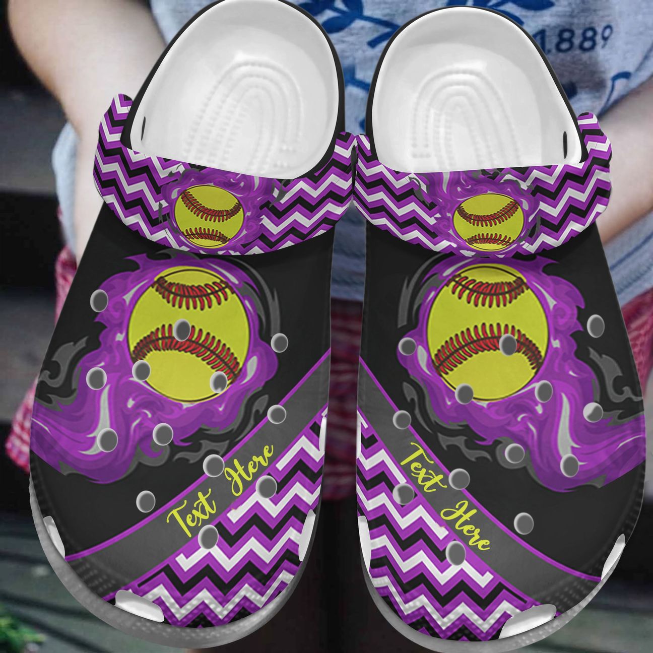 Softball Personalized Clog, Custom Name, Text, Color, Number Fashion Style For Women, Men, Kid, Print 3D Forever Softball