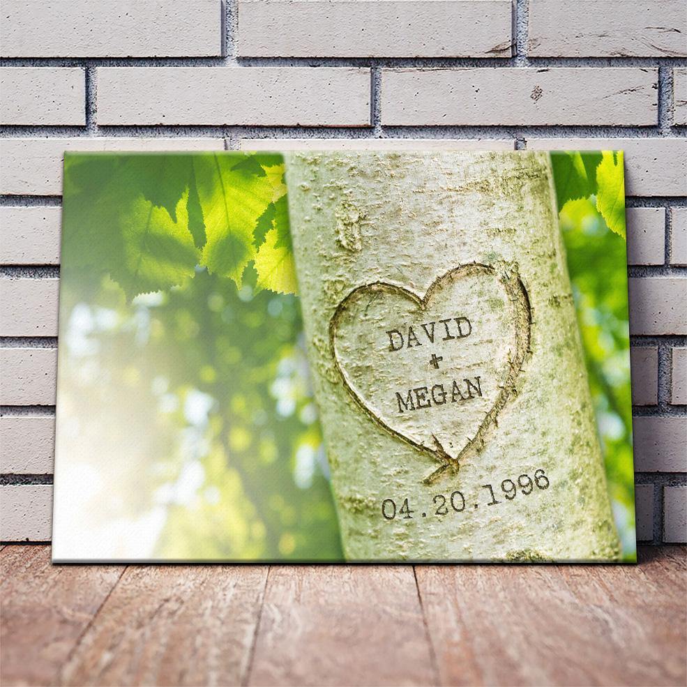 Custom Canvas Names Carved On Tree In Summer Matte Canvas