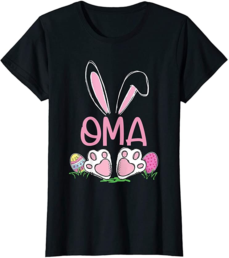 Womens Oma Bunny Easter Eggs Matching Family Cute Easter T-Shirt