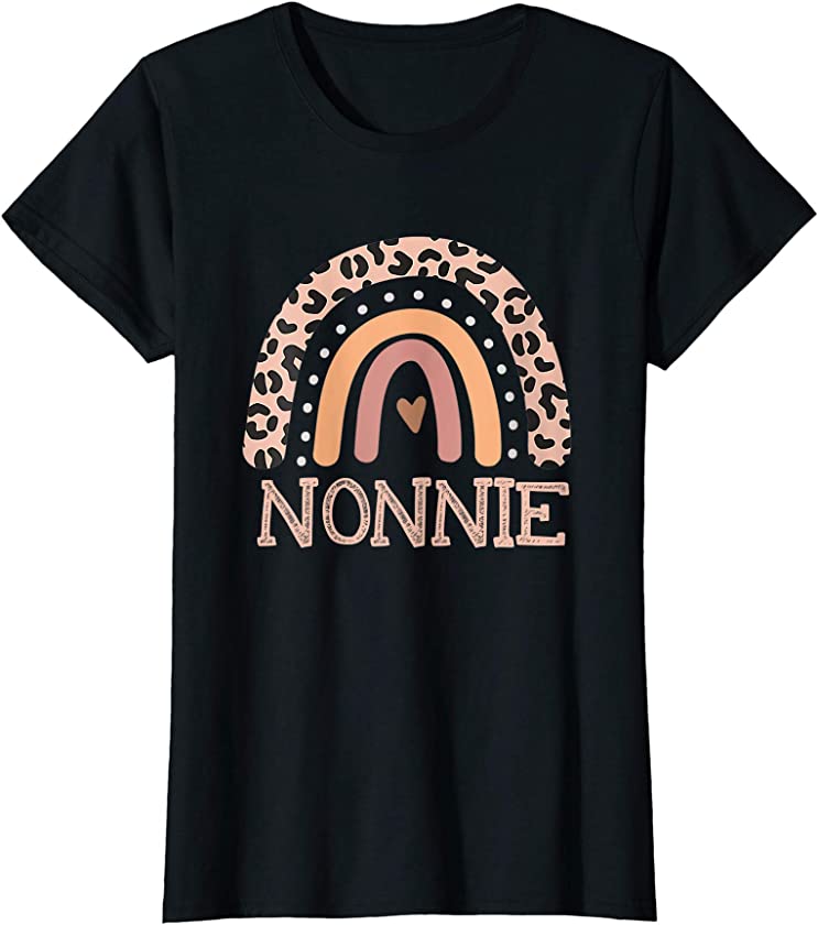 Womens Nonnie Life Leopard Rainbow Cheetah Print Nonnie Graphic T-Shirt