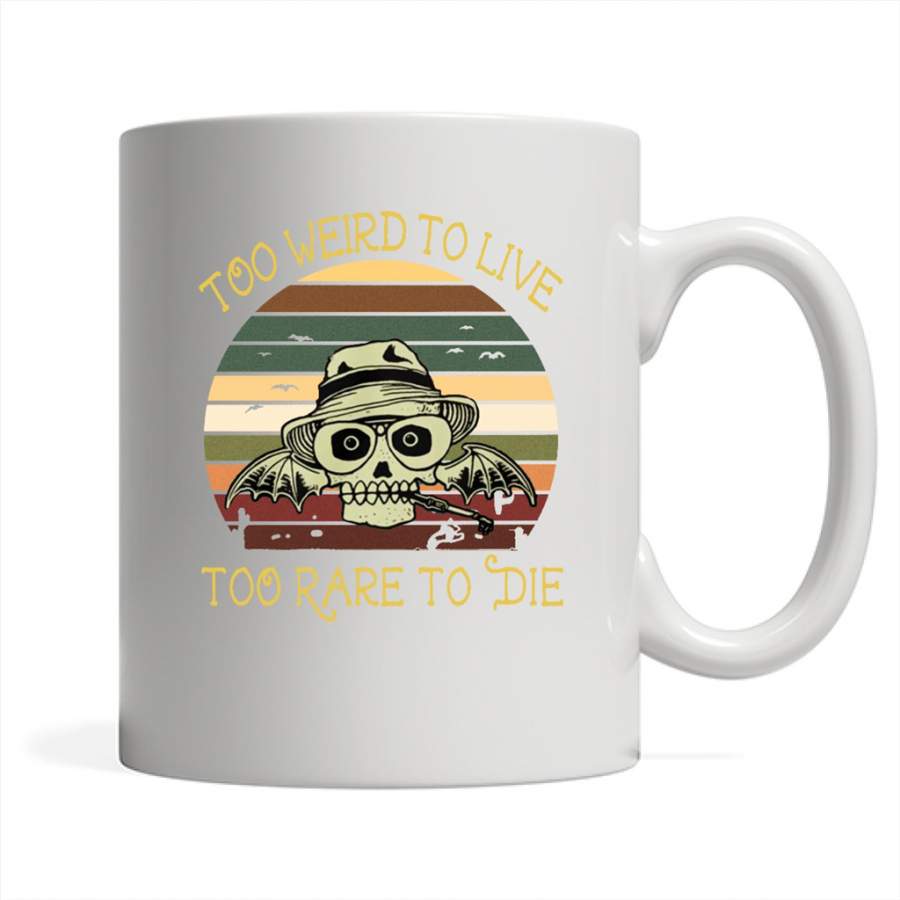 Too Weird To Live Too Rare To Die Skull Classic Vintage Retro Design – Full-Wrap Coffee White Mug