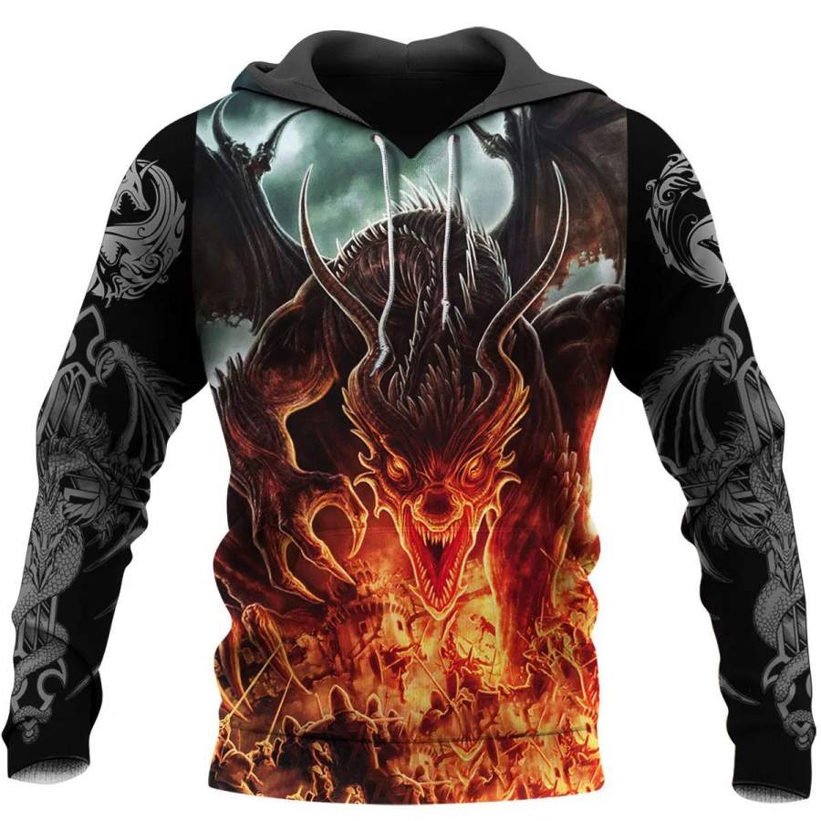 3D Tattoo and Dungeon Dragon Hoodie T Shirt For Men and Women NM050940