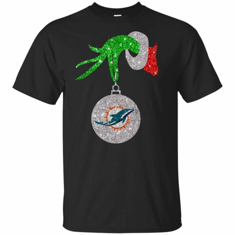 Miami Dolphins Glitter Grinch Monogram Ornament Christmas Gift Youth T-shirt