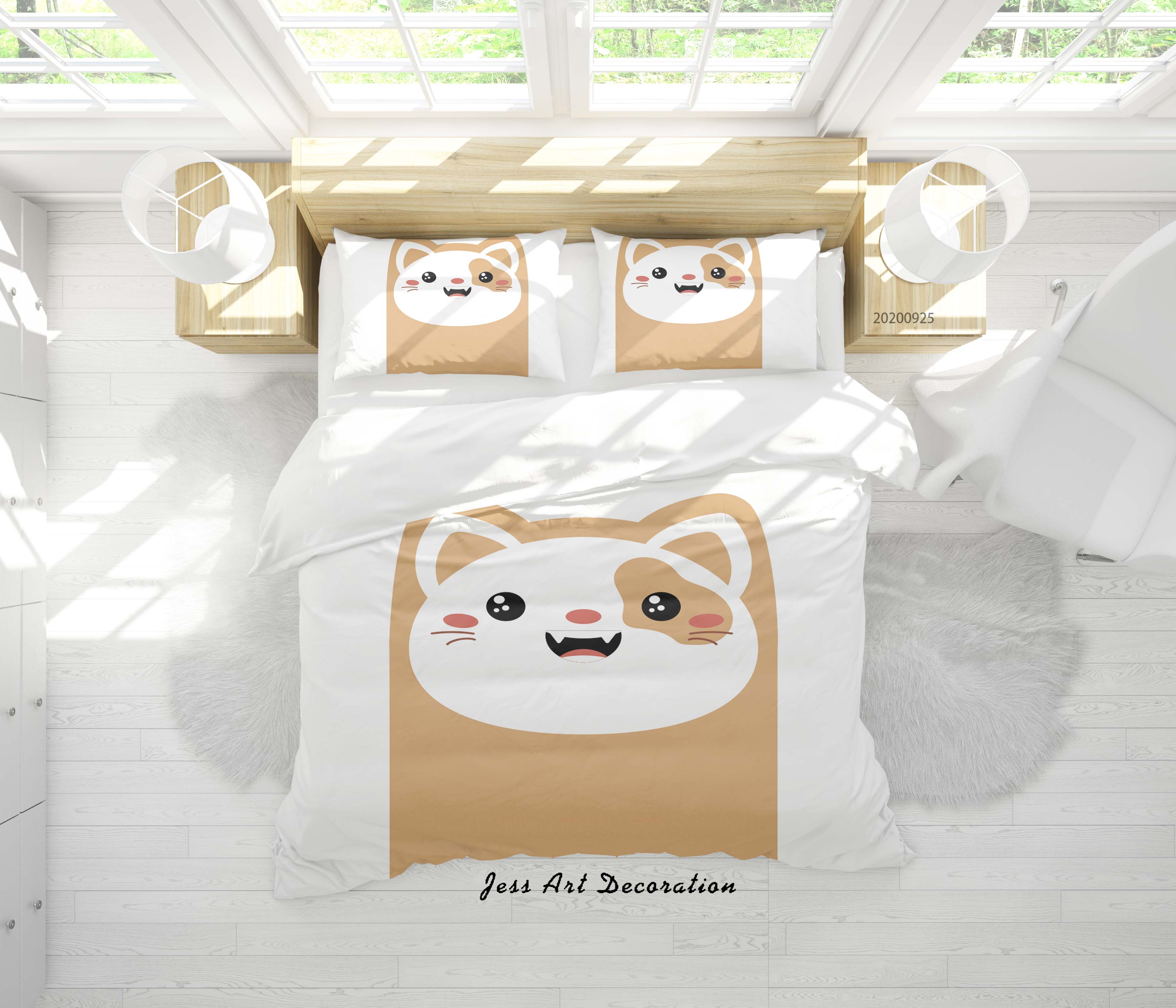 3D Cartoon Animal Cat Pattern Quilt Cover Set Bedding Set Duvet Cover Pillowcases Wj 6478