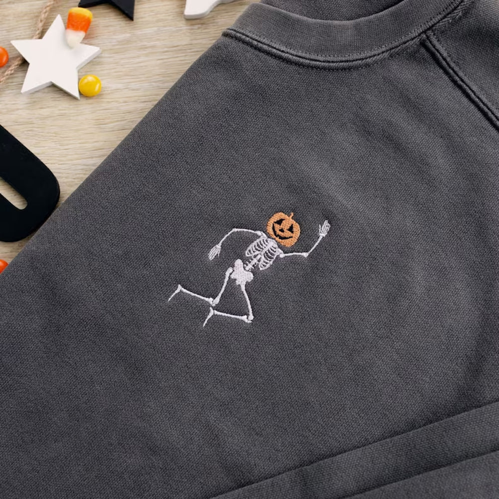 Skeleton Halloween Embroidered Sweatshirt 2D Crewneck Sweatshirt All Over Print Sweatshirt For Women Sweatshirt For Men Sws4724