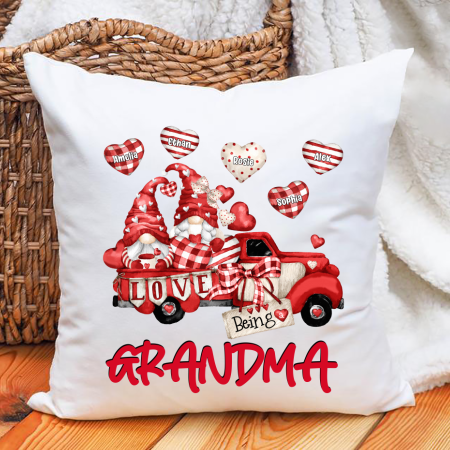 Love Being A Grandma Truck Hearts Indoor Pillow