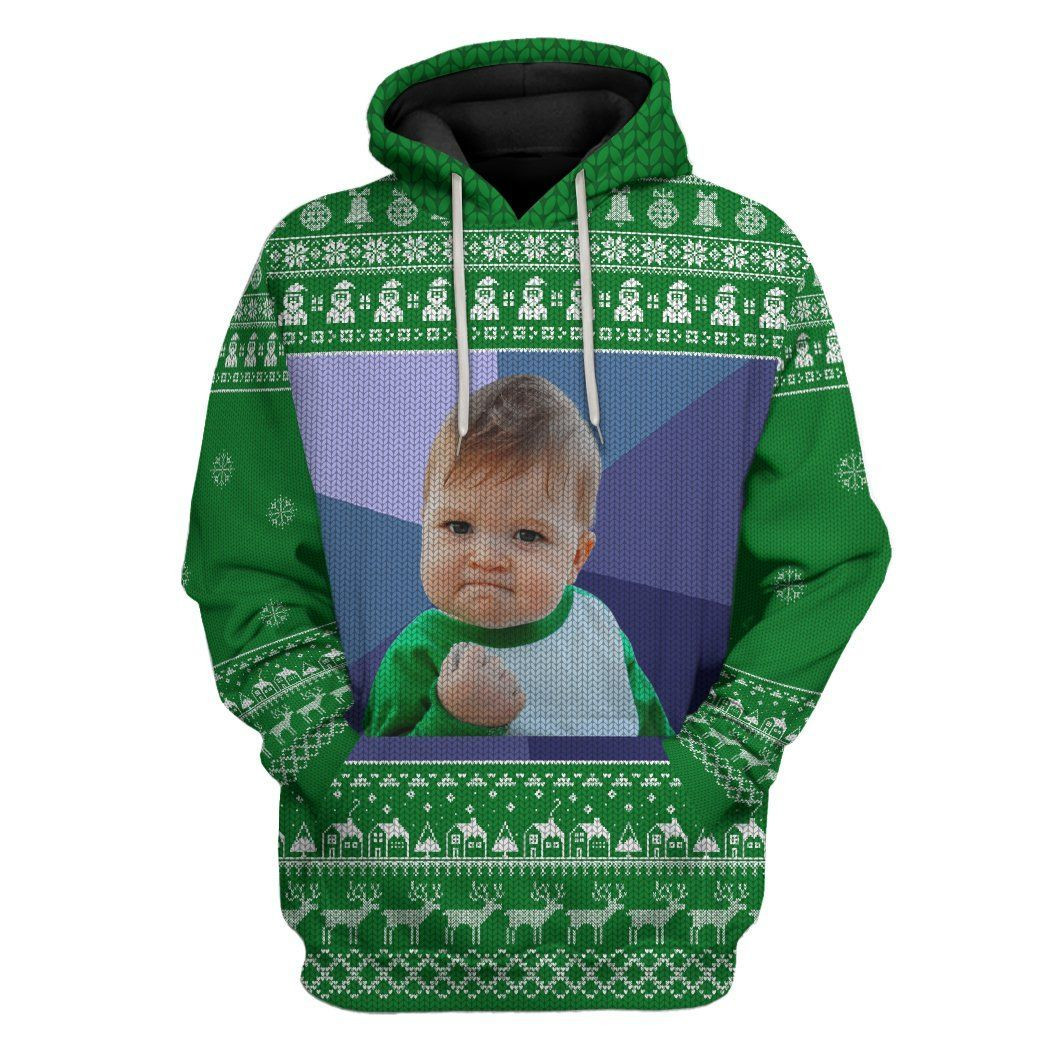 3D Meme Success Kid Christmas Xmas Ugly Sweater Custom Tshirt Hoodie Apparel