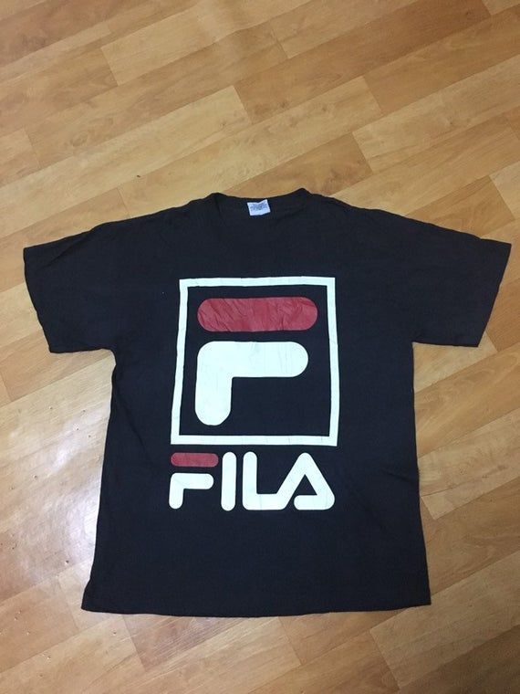 On Vintage Fila Big Logo Vintage Fila Usa Black Colour Vintage Shirt