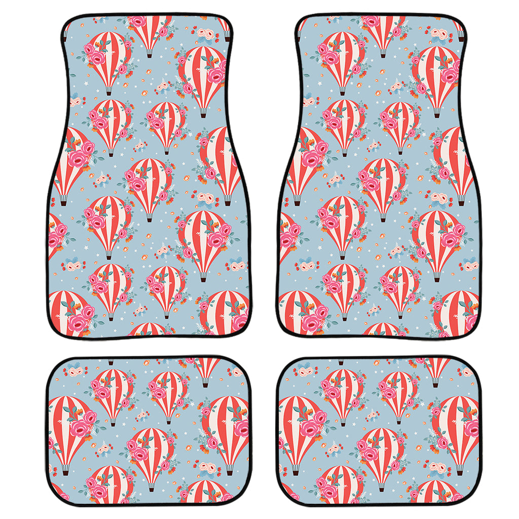 Floral Air Balloon Pattern Print Front And Back Car Floor Mats, Front Car Mat