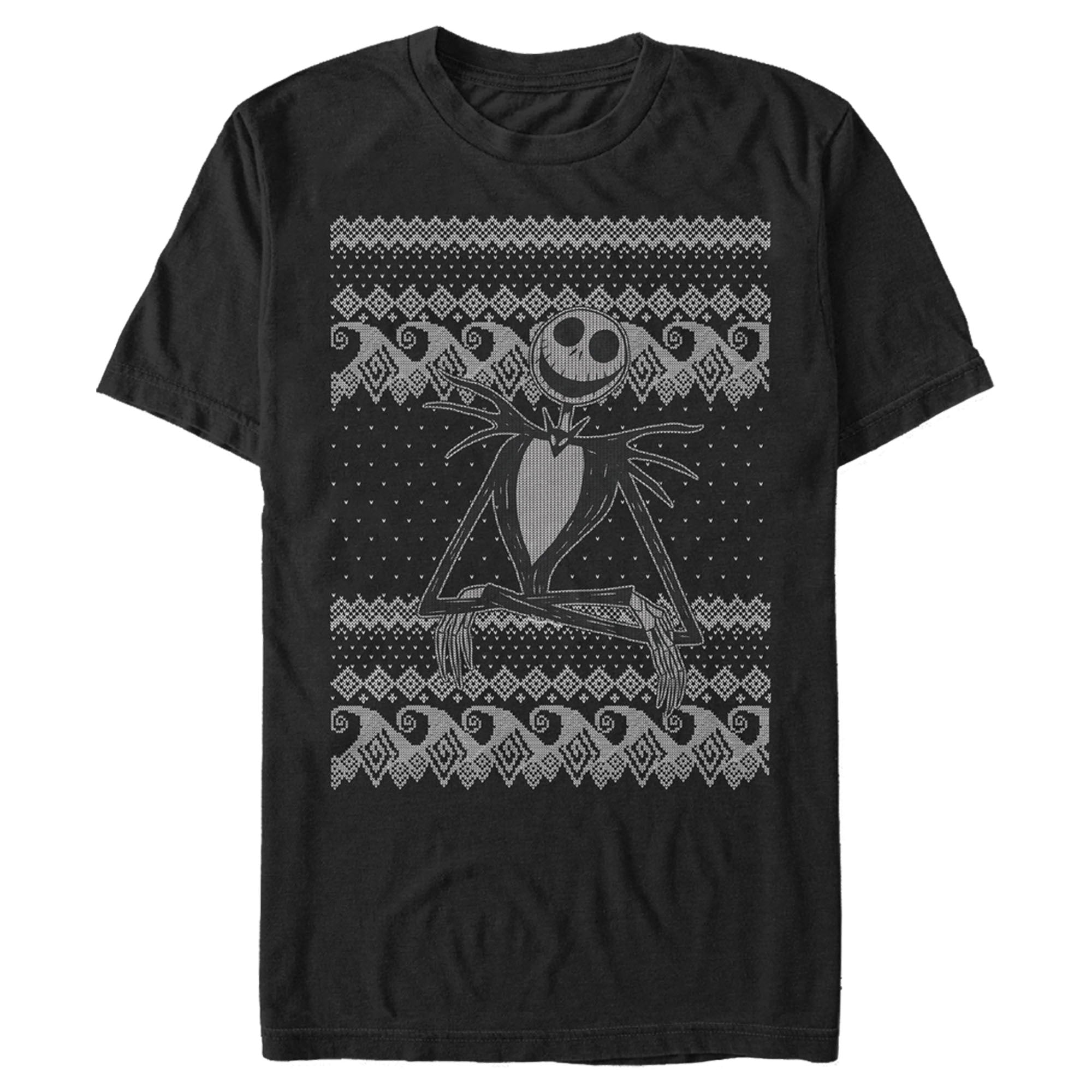 Men’S The Nightmare Before Christmas Jack Skellington Distressed Christmas Sweater T-Shirt