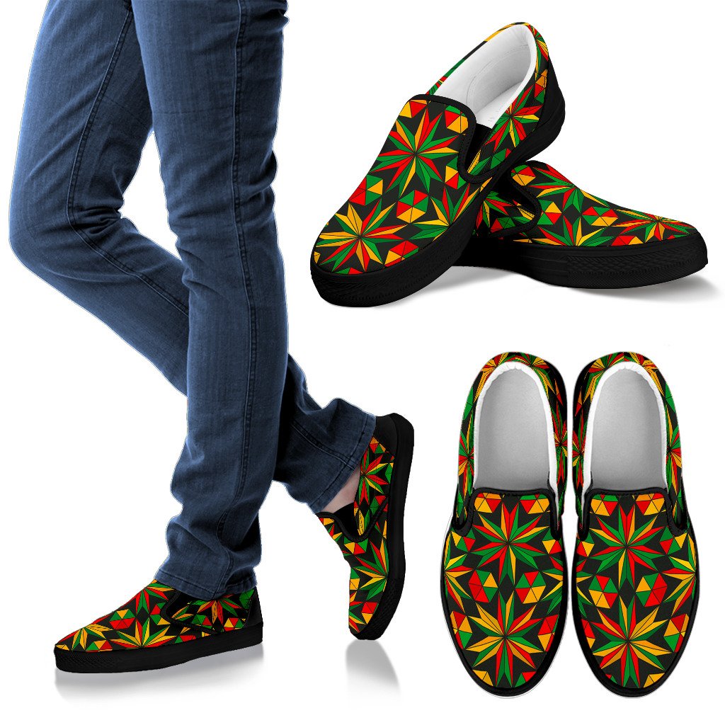 Abstract Geometric Reggae Pattern Print Men’S Slip On Shoes