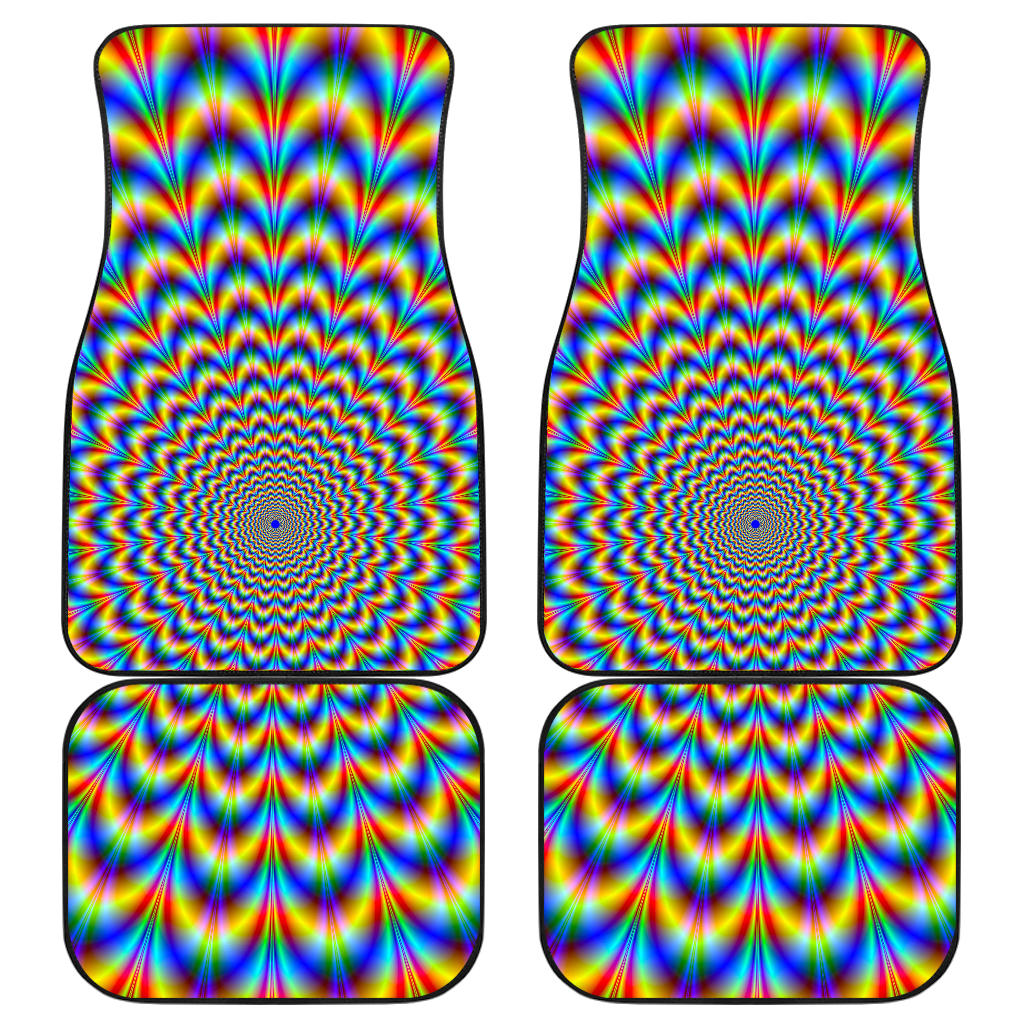 Psychedelic Wave Optical Illusion Front And Back Car Floor Mats, Front Car Mat