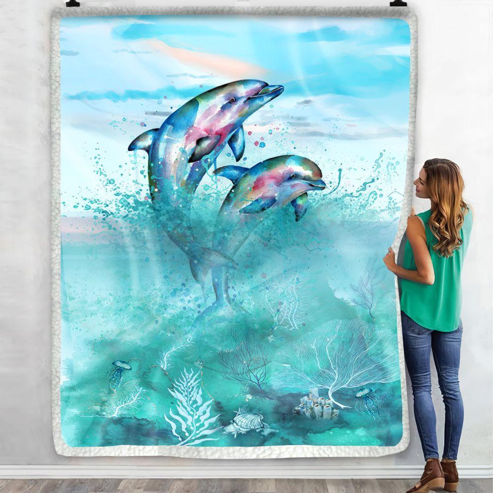 Dolphin Lover Personalized Custom Name Date Fleece Blanket Print 3D, Unisex, Kid, Adult