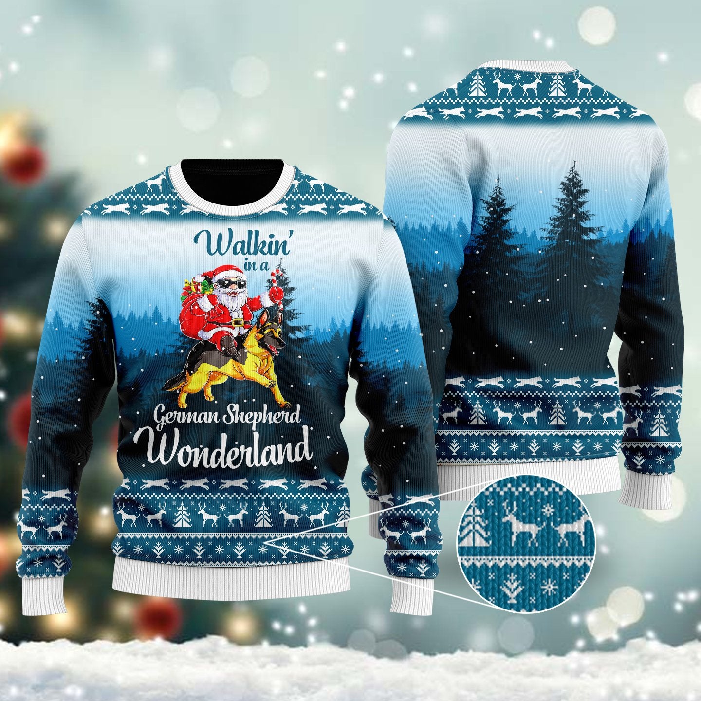 Walkin’ In A German Shepherd Wonderland Ugly Christmas Sweater | For Men & Women | Adult | Uh1400