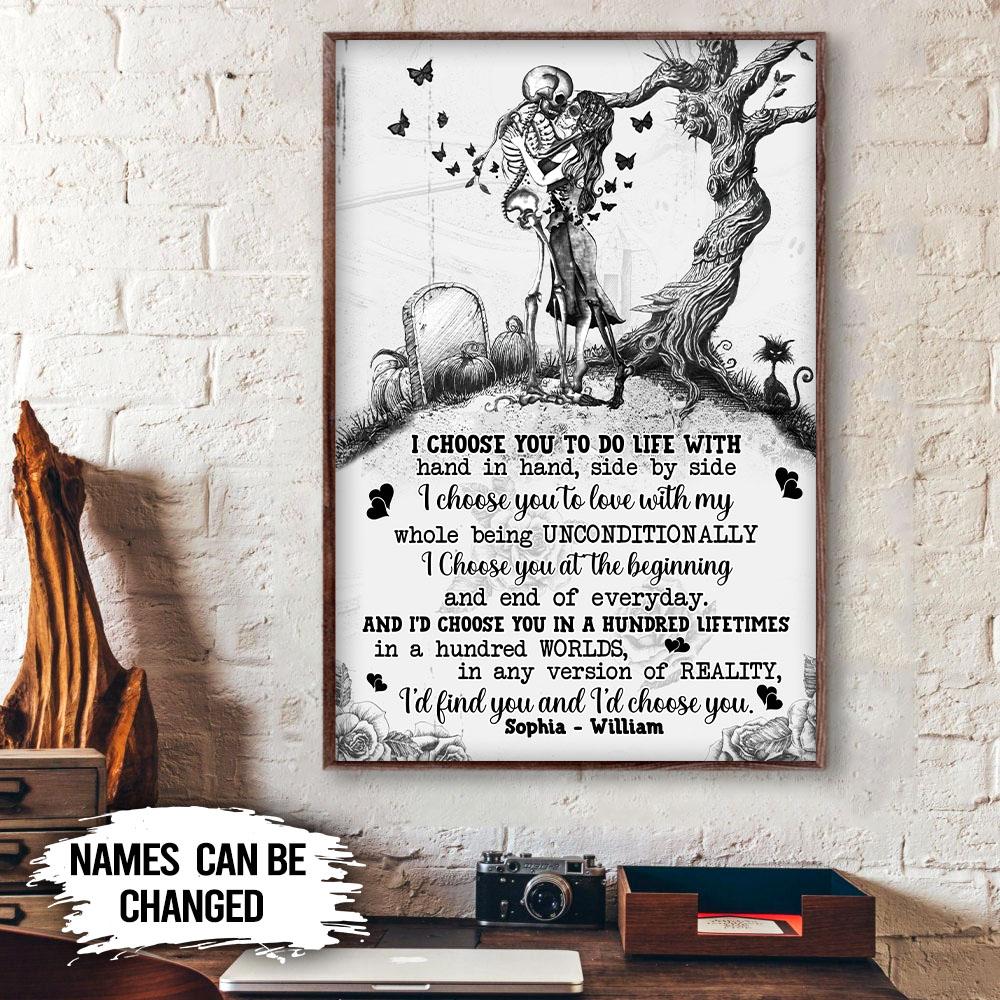 I Choose You Personalized Vertical Poster, Halloween Gift, Gift For Couple