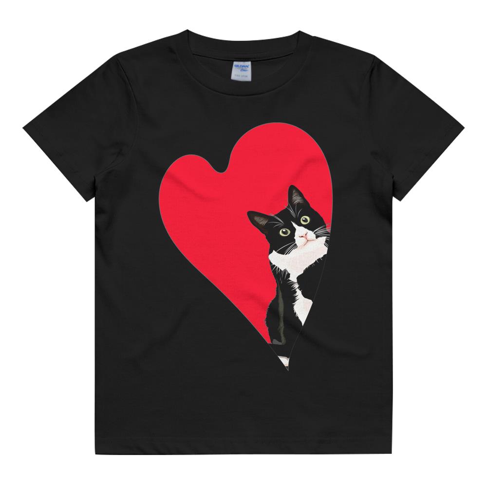 Tuxedo Cat Valentine Heart For Kitten And Animal Loverst-Shirt Hoodie Sweatshirt Kids T Shirt