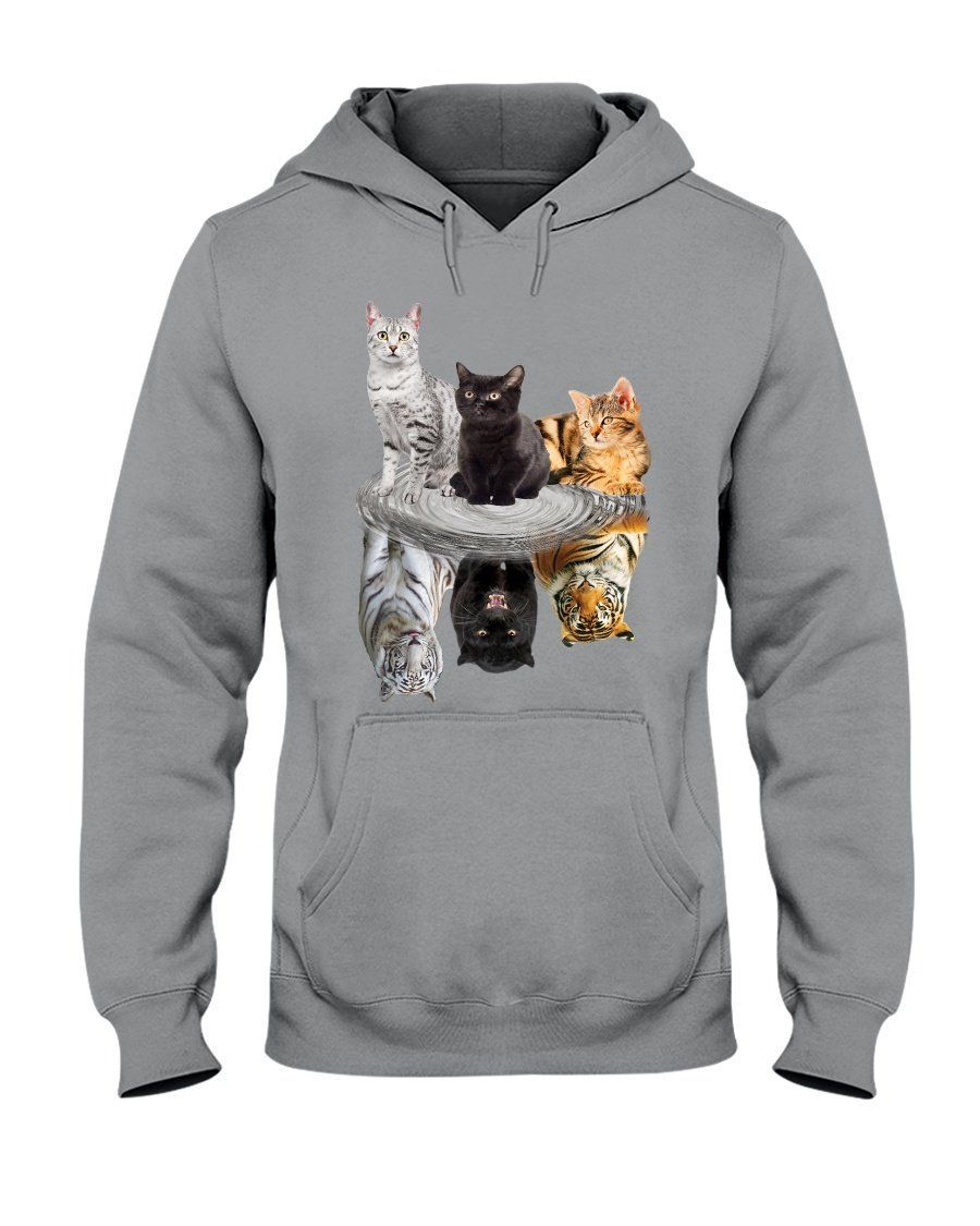 Cat Tiger Reflection In Water Trending Gift For Cats Lovers Hoodie