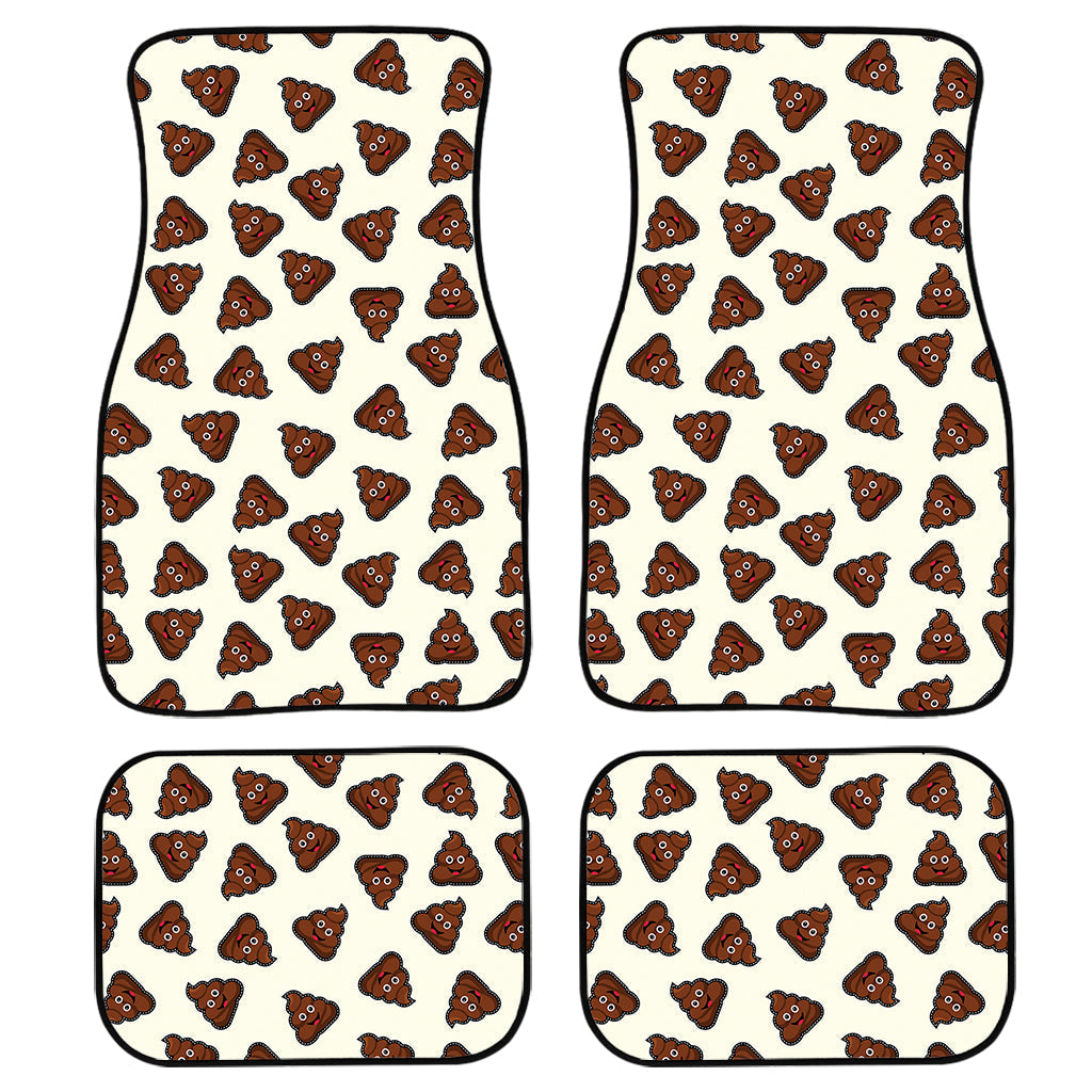 Happy Poop Pattern Print Front And Back Car Floor Mats, Front Car Mat