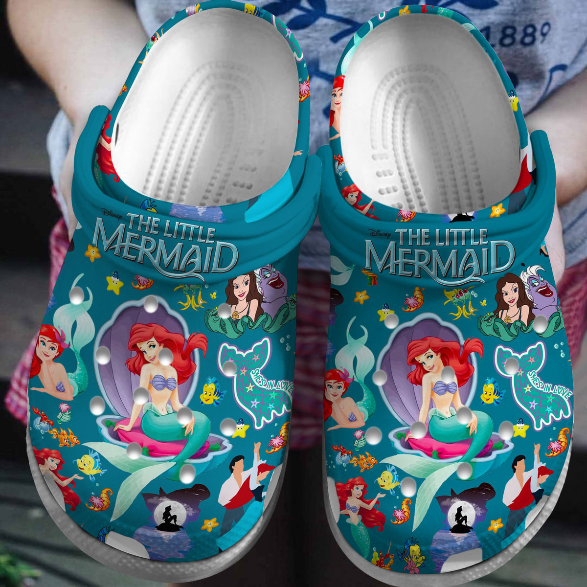 Premium The Little Mermaid Cartoon Crocs Crocband Clogs Shoes Comfortable For Men Women and Kids 2