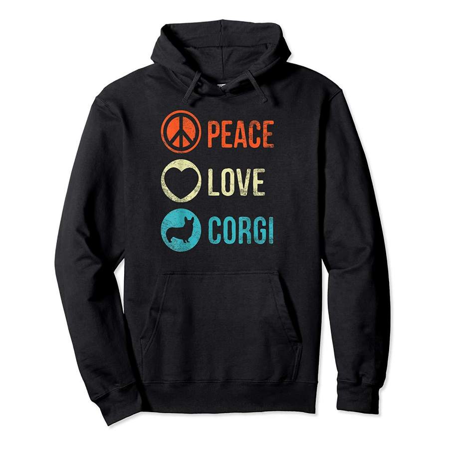 Peace Love Corgi Dog Lover Pet Owner Puppy Gifts Hoodie